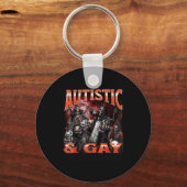 Autistic And Gay Funny Hard Skeleton Meme Bootleg  Sleutelhanger (Voorkant)