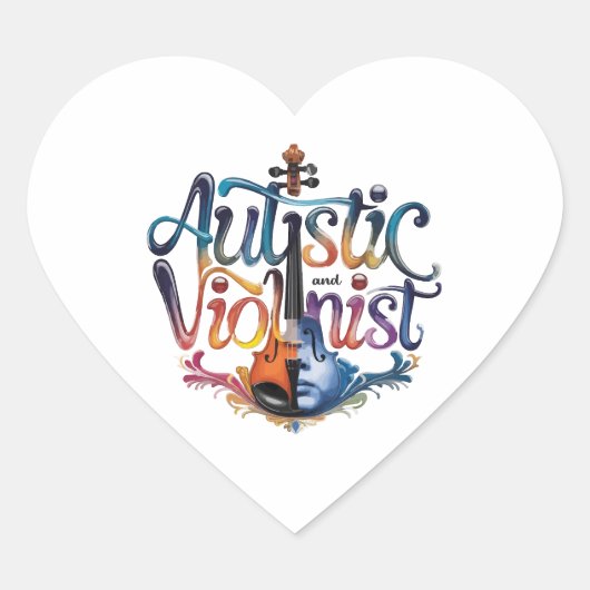 Autistic and violinist hart sticker (Voorkant)