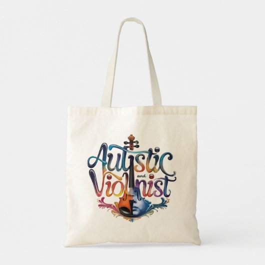 autistic and violinist tote bag (Achterkant)