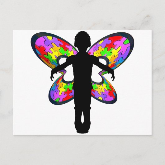 Autistic Butterfly Ribbon Briefkaart (Voorkant)