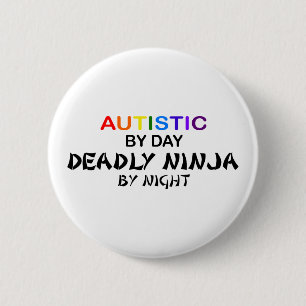 Autistic Deadly Ninja bij nacht Ronde Button 5,7 Cm
