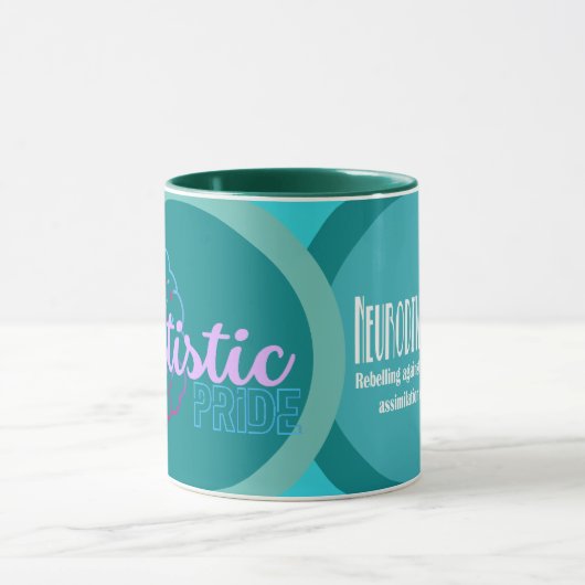 Autistic Pride Blauwgroen Coffee Mok (Midden)