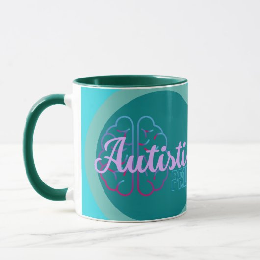 Autistic Pride Blauwgroen Coffee Mok (Links)