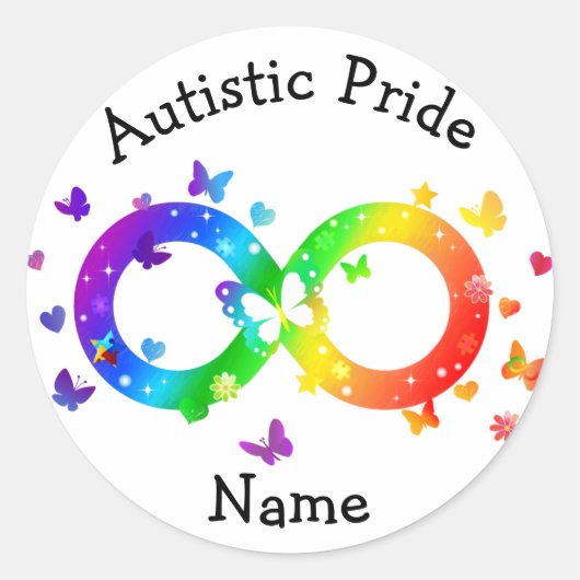 Autistic Pride Infinity Symbool Ronde Sticker (Voorkant)
