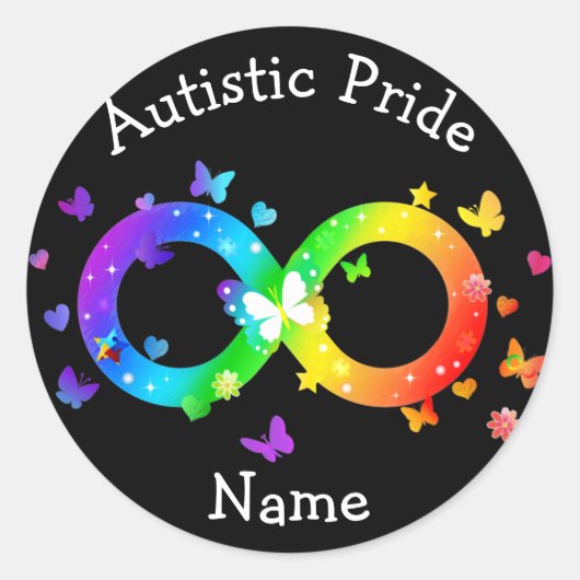 Autistic Pride Infinity Symbool Ronde Sticker (Voorkant)