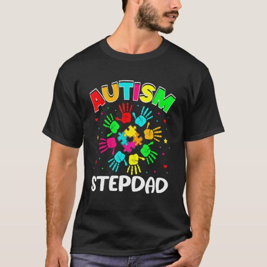 Autistic Stepdad Puzzle steunt familie autisme Awa T-shirt (Voorkant)