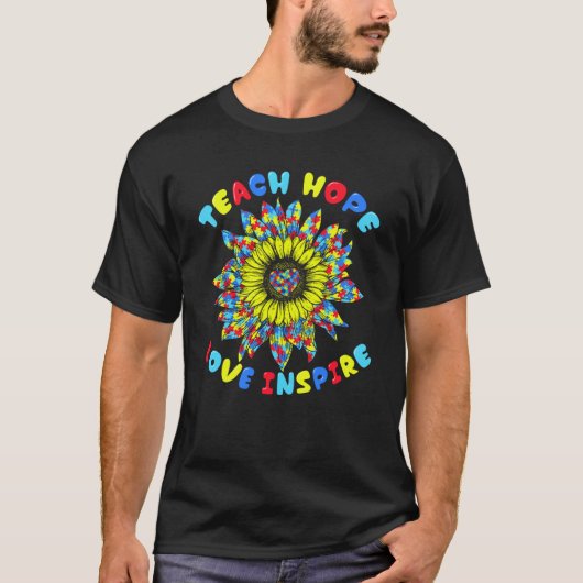 Autistic Support Teacher Sunflower For Autism Awar T-shirt (Voorkant)