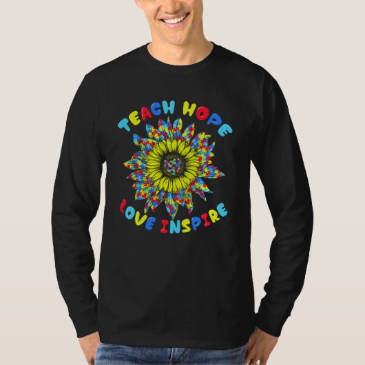 Autistic Support Teacher Sunflower For Autism Awar T-shirt (Voorkant)