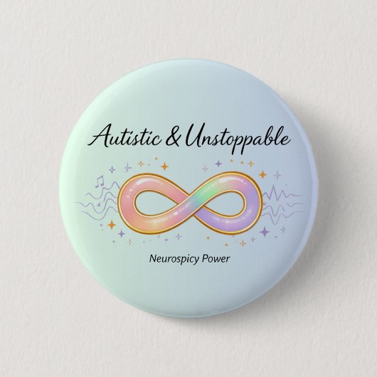 Autistic Unstoppable Pastel Infinity Symbol Gift Ronde Button 5,7 Cm (Voorkant)