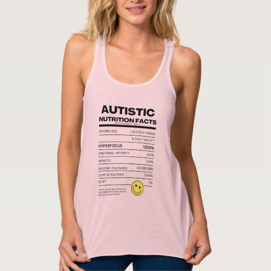 Autistieke Nutrition Facts Tanktop (Voorkant)