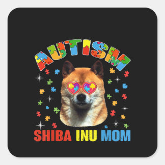 Autistisch | Autism Shiba Inu Mam Puzzle Piece Vierkante Sticker