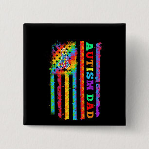 Autistisch   Autisme autistisch paps Vlag Verenigd Vierkante Button 5,1 Cm