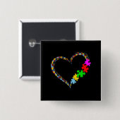 Autistisch | Autisme bewustzijn hart puzzelstuk Vierkante Button 5,1 Cm (Voorkant /achterkant)