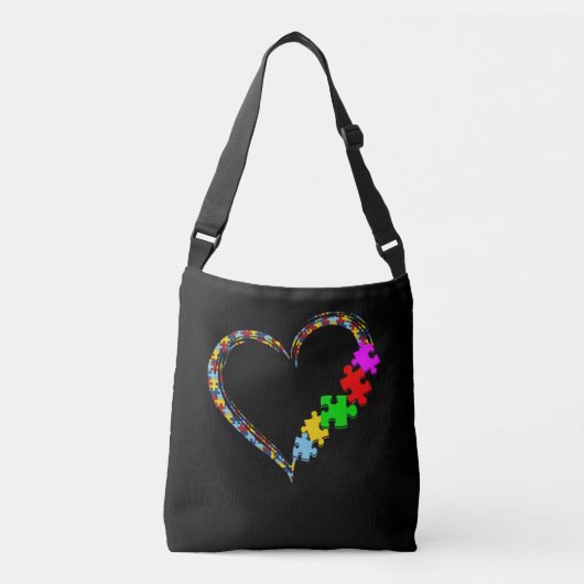 Autistisch | Autisme — Heart Puzzle Piece Crossbody Tas (Voorkant)