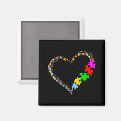 Autistisch | Autisme — Heart Puzzle Piece Magneet (Voorkant / Achterkant)