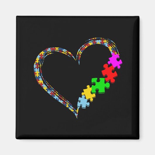 Autistisch | Autisme — Heart Puzzle Piece Magneet (Voorkant)