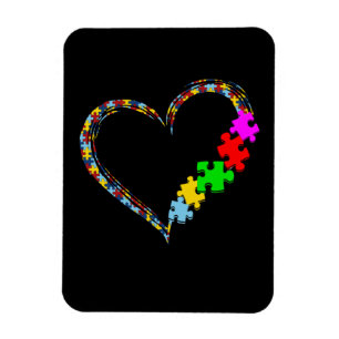 Autistisch   Autisme — Heart Puzzle Piece Magneet