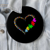 Autistisch | Autisme — Heart Puzzle Piece Ronde Button 6,0 Cm (In situ)