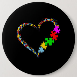Autistisch Autisme — Heart Puzzle Piece Ronde Button 6,0 Cm
