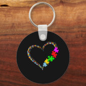 Autistisch | Autisme — Heart Puzzle Piece Sleutelhanger (Voorkant)