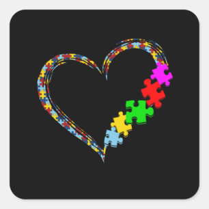 Autistisch   Autisme — Heart Puzzle Piece Vierkante Sticker