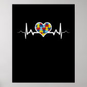 Autistisch | Autisme Heartbeat Puzzle Pride Poster (Voorkant)