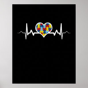 Autistisch Autisme Heartbeat Puzzle Pride Poster