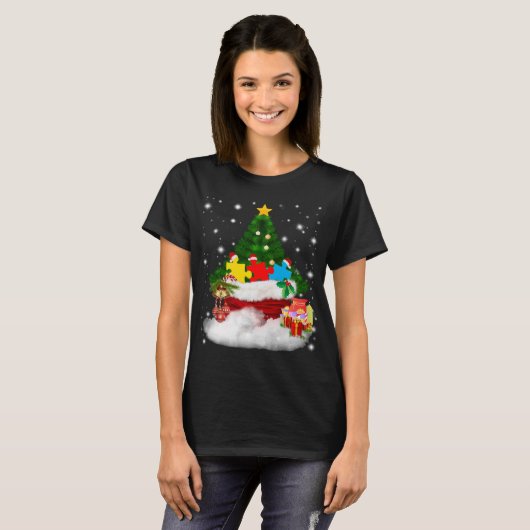 Autistisch |Autisme puzzelstuk in kerstmis T-shirt (Voorkant volledig)