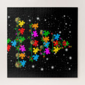 Autistisch | Autisme Puzzle Piece-kerstboom Legpuzzel (Horizontaal)