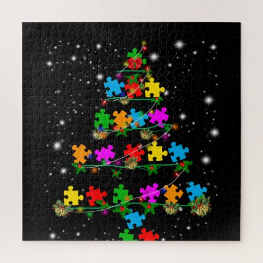 Autistisch | Autisme Puzzle Piece-kerstboom Legpuzzel (Verticaal)