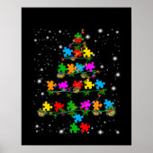 Autistisch | Autisme Puzzle Piece-kerstboom Poster (Voorkant)