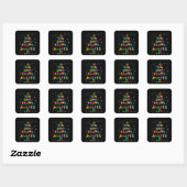 Autistisch | Autisme Puzzle Piece-kerstboom Vierkante Sticker (Vel)
