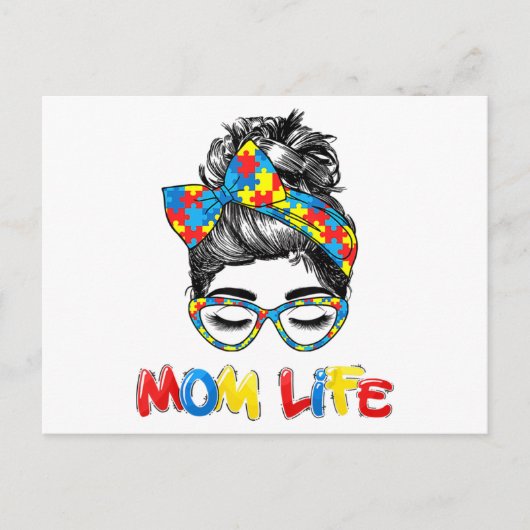 Autistisch bewustzijn Mam-Life Shirten Vrouwen Briefkaart (Voorkant)