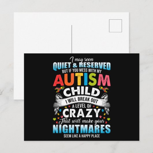Autistisch bewustzijn Puzzle Piecks Proud Auti Briefkaart (Voorkant / Achterkant)