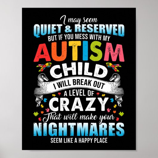 Autistisch bewustzijn Puzzle Piecks Proud Auti Poster (Voorkant)