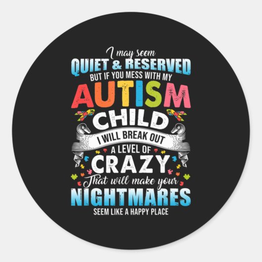 Autistisch bewustzijn Puzzle Piecks Proud Auti Ronde Sticker (Voorkant)
