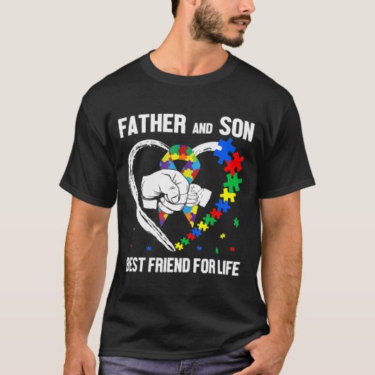 Autistisch bewustzijn vader en zoon beste vriend v t-shirt (Voorkant)