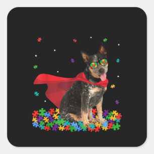 Autistisch   Cool Australian Cattle Dog Hero Autis Vierkante Sticker