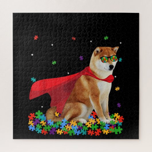 Autistisch | Cool Shiba Inu Dog Hero Autism Puzzle Legpuzzel (Verticaal)