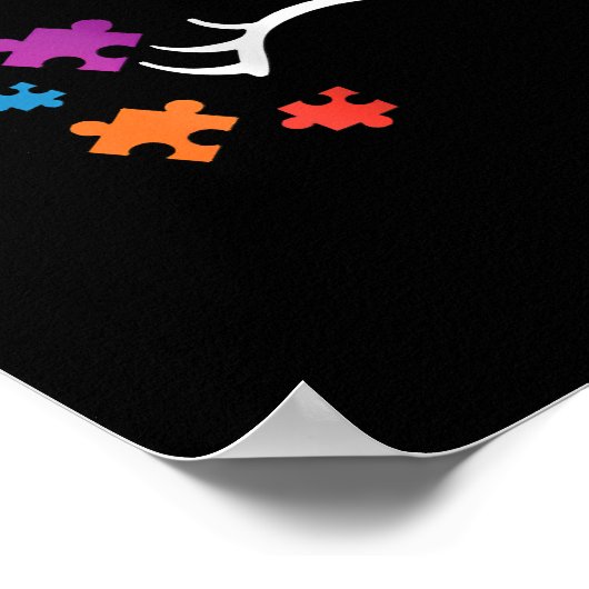 Autistisch | Cute Unicorn Autism Awareness Puzzle Poster (Hoek)