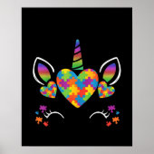 Autistisch | Cute Unicorn Autism Awareness Puzzle Poster (Voorkant)