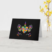 Autistisch | Cute Unicorn Autisme Bewustzijnspuzze Kaart (Gele Bloem)