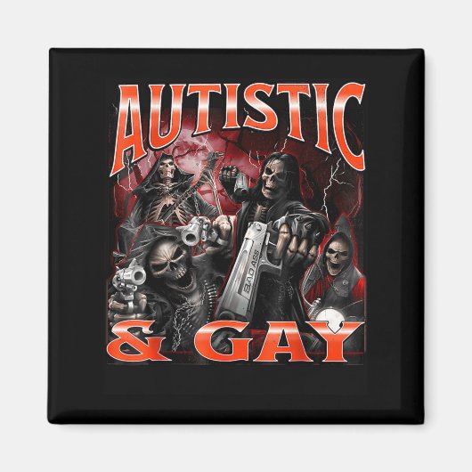 Autistisch En Homo Grappig Harde Skelet Meme Bootl Magneet (Voorkant)