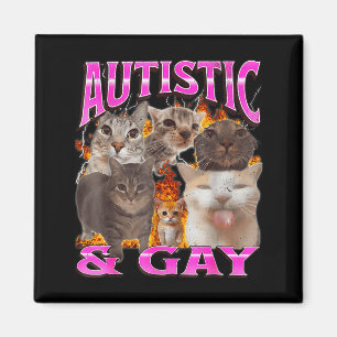 Autistisch En Homo Grappige Kat Meme Bootleg Grafi Magneet