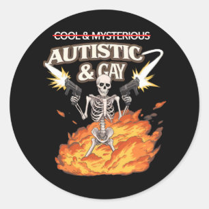Autistisch en homo skelet grappig autisme bewustzi ronde sticker