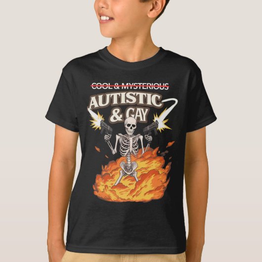 Autistisch en homo skelet grappig autisme bewustzi t-shirt (Voorkant)