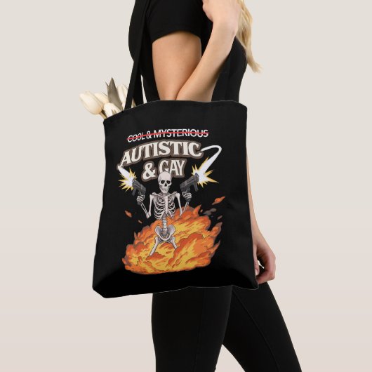 Autistisch en homo skelet grappig autisme bewustzi tote bag (Dichtbij)