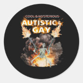 Autistisch en homo skelet grappig autisme skelet m ronde sticker (Voorkant)