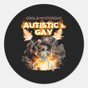 Autistisch en homoseksueel skelet vervloekte autis ronde sticker