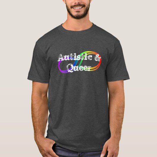 Autistisch en queer-regenboogfineste Shirt (Voorkant)